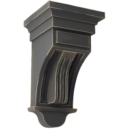 Ekena Millwork 5 1/2"W x 5 1/2"D x 10"H Raised Fluting Wood Vintage Decor Corbel, Black CORWD05X05X10RABL